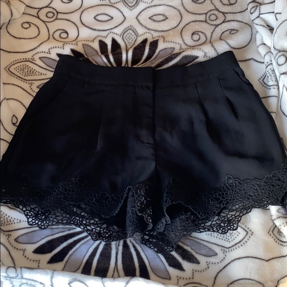 Crochet Detail Satin Shorts